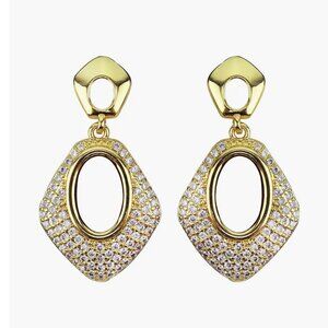 Panacea Pavé Cubic Zirconia Geometric Gold Drop Earrings NWT